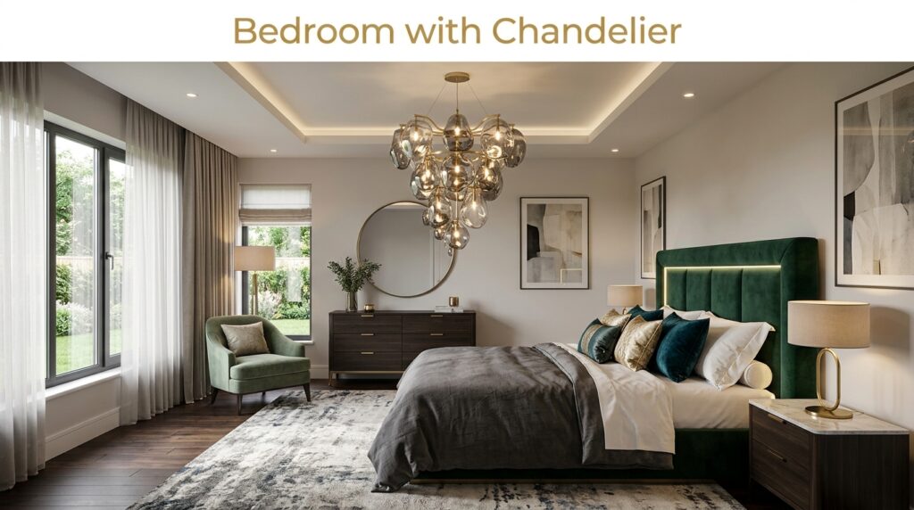 Bedroom with Chandelier