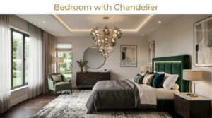 Bedroom with Chandelier